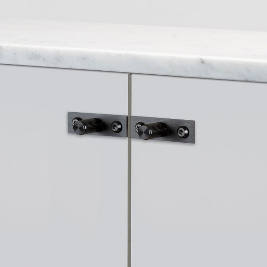 Pair of Linear Cabinet Knobs on Backplate