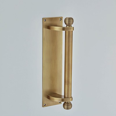 Croft 6386 Pull Handle on a Plate - Reeded Finials