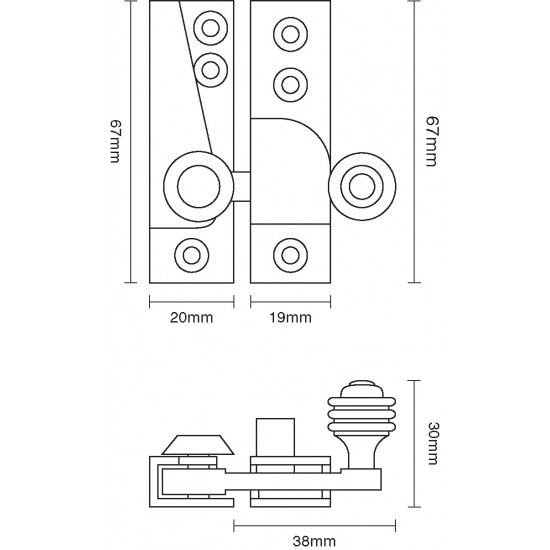 Croft 1035 Reeded Knob Sash Window Fastener