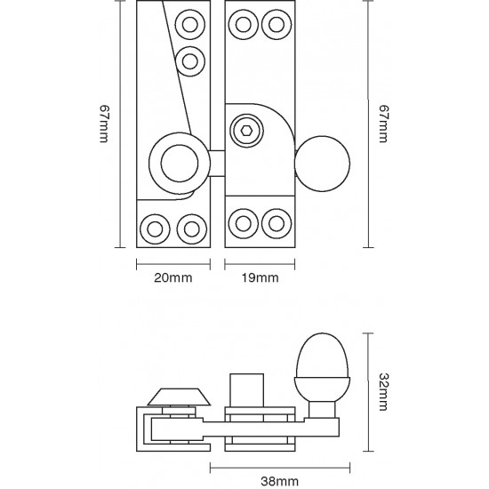 Croft 1036L Acorn Knob Sash Window Fastener - Locking