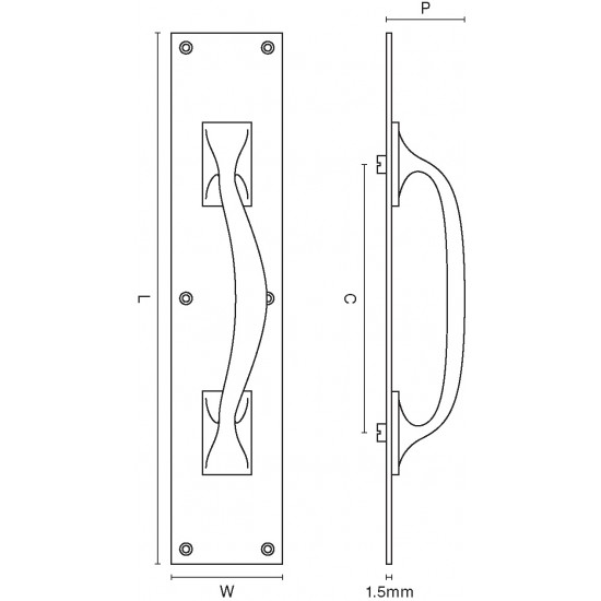 Croft 1651 Pull Handle on a Plate