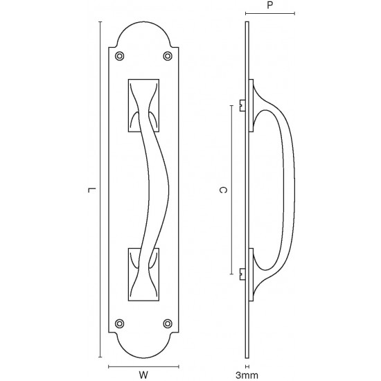 Croft 1651R Pull Handle on a Shaped Plate