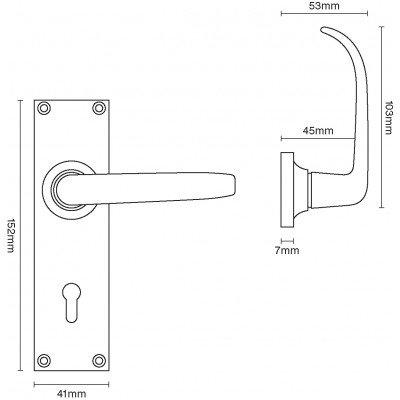 Croft 1745 Stafford Door handle on square backplate 