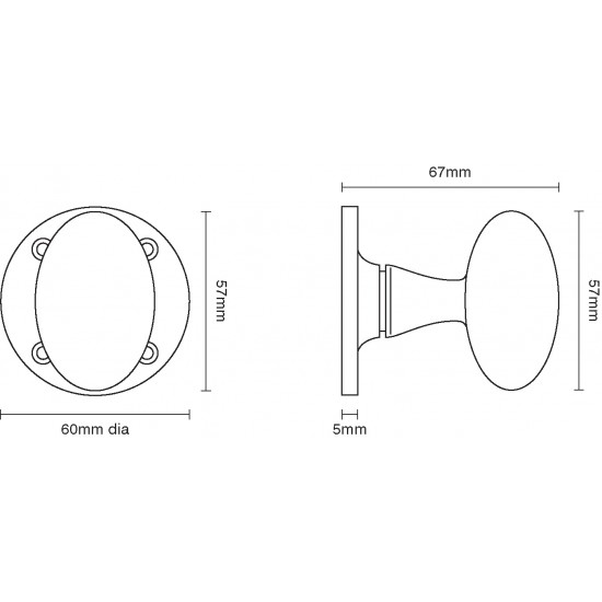 Croft 1754 Pair Oval Mortice Door Knob