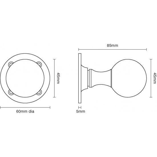 Croft 1756 Pair Round Mortice Door Knob