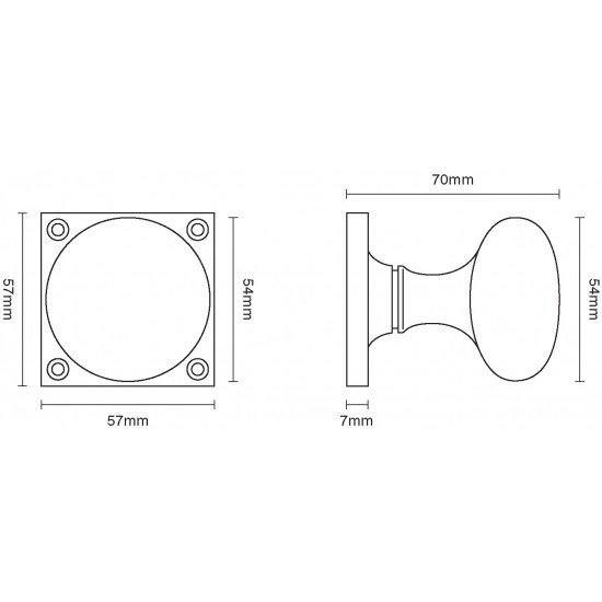 Croft 1757SQ Cushion Door Knob on Square Backplate