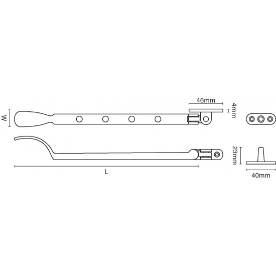 Croft 1759L Spoon End Window Casement Stay