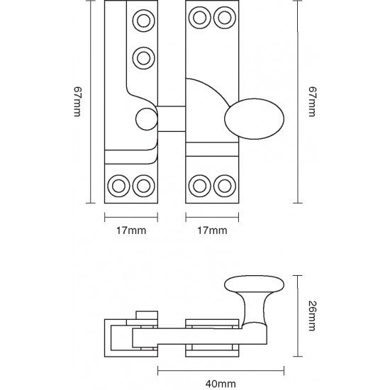 Croft 1762A Straight Arm Sash Window Fastener - Narrow