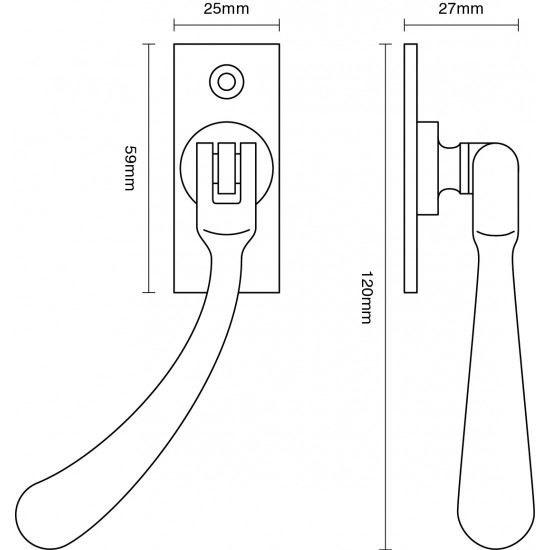 Croft 1793L Bulb End Lockable Window Espagnolette Handle