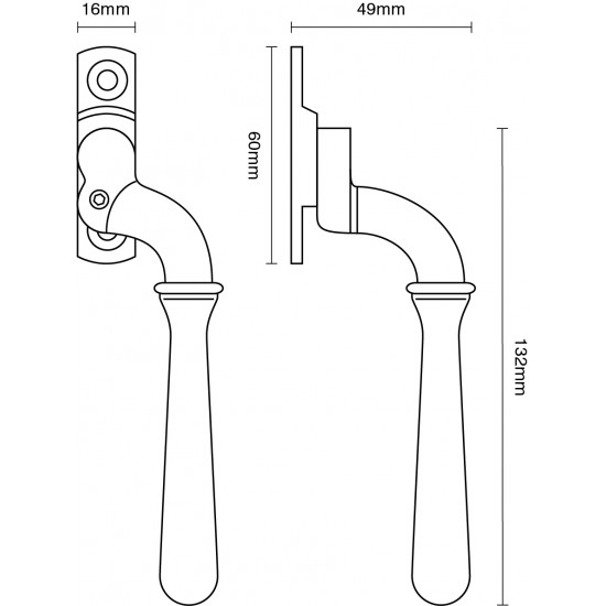 Croft 1796 Bulb Espagnolette Handle