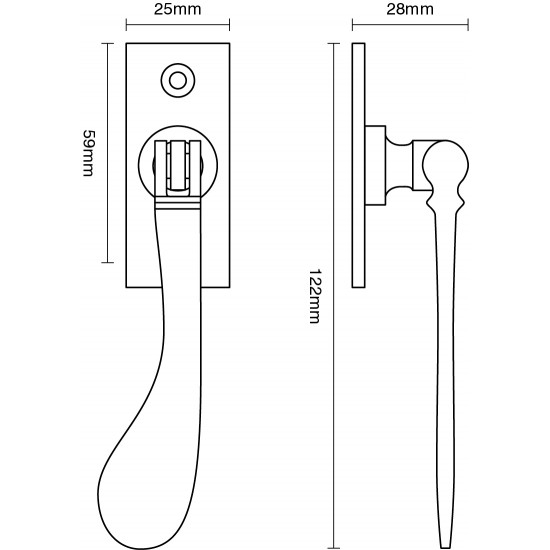 Croft 1799L Spoon End Window Espagnolette Handle