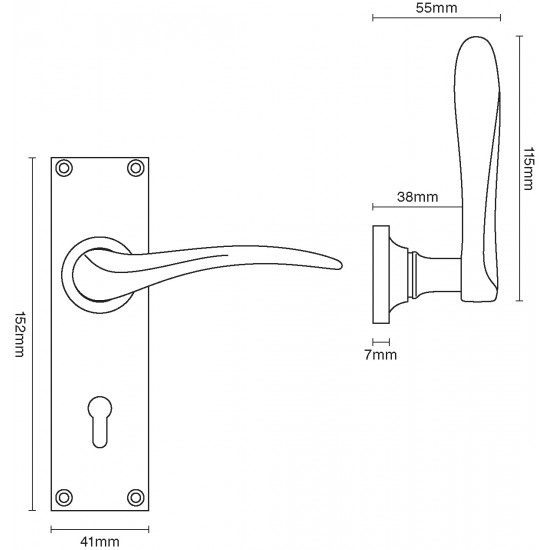 Croft 1810 Codsall Door handle on Square Backplate 