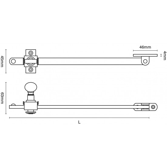 Croft 1888 Sliding Window Stay - With Gas Tap End