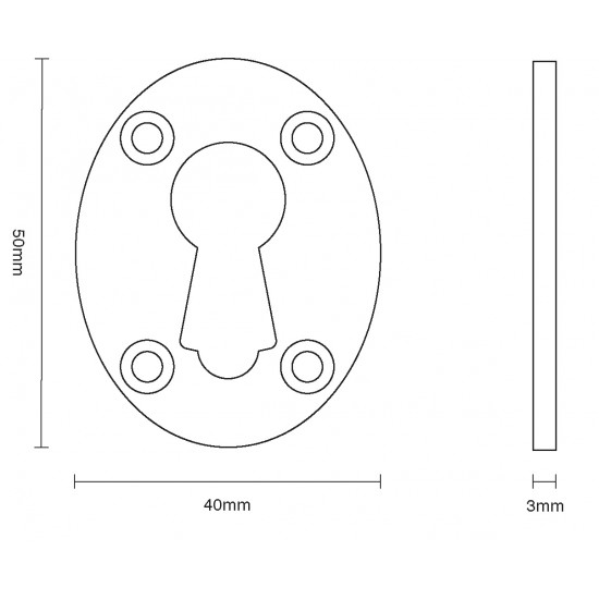 Croft 1892 50 x 40mm Escutcheon to suit Rim Locks