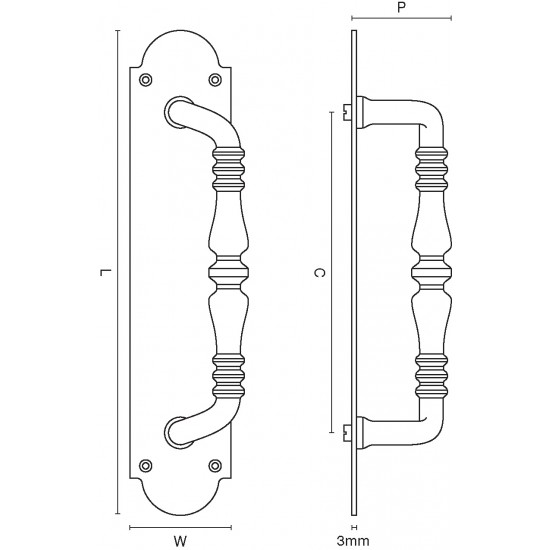 Croft 1954R Ornate Pull Handle on a Shaped Plate