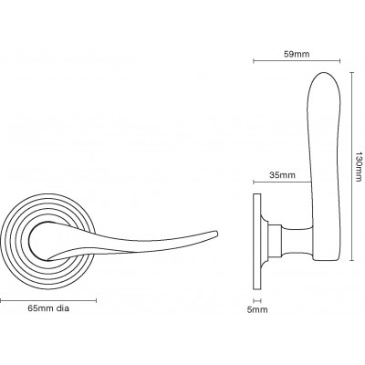 Croft Cambridge 2061COV65C Lever on a 65mm Round Reeded Rose