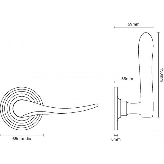 Croft Cambridge 2061COV65C Lever on a 65mm Round Reeded Rose