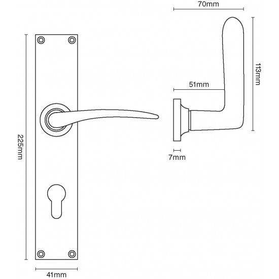 Croft 2107E Oaken Door handle on square backplate 