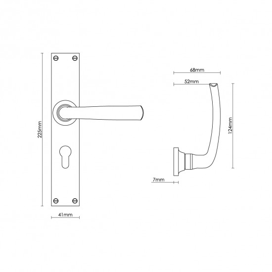 Croft 2111E Floe Door Handle on Square Backplate 