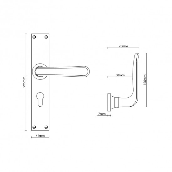 Croft 2112E Garde Door Handle on Square Backplate 