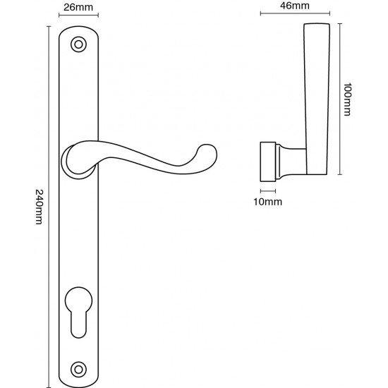 Croft 2203E Lichfield Door handle on Square Backplate 