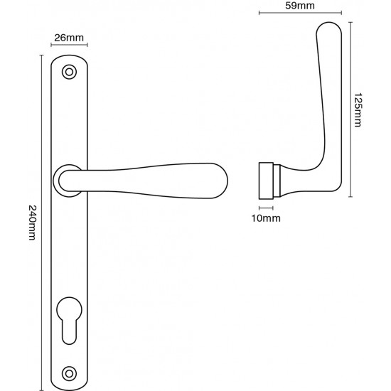 Croft 2208E Elegance Door handle on Square Backplate 