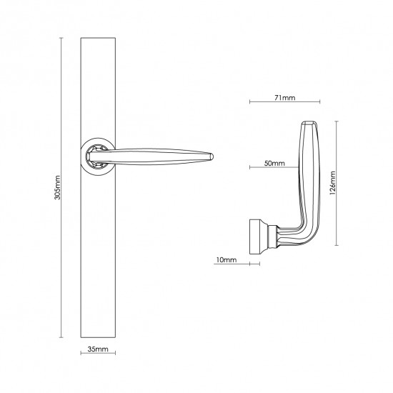 Croft 2232E Maine Door Handle on Square Backplate 