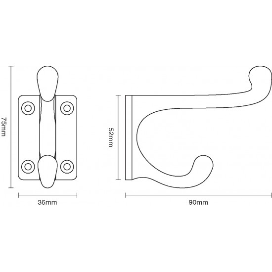 Croft 2731 Hat & Coat Hook - Square Base