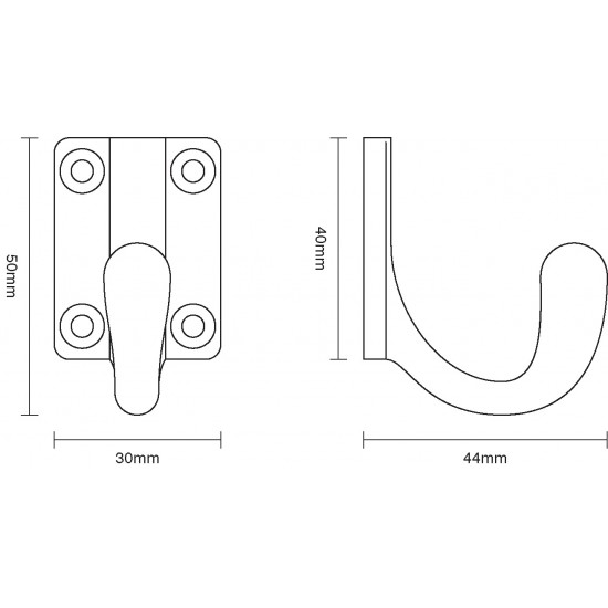 Croft 2733 Wardrobe Hook - Square base