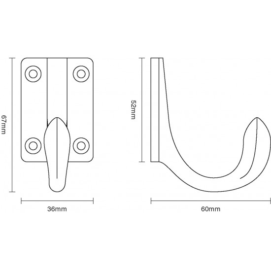 Croft 2736 Wardrobe Hook - Bevelled Edge