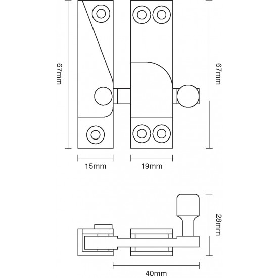 Croft 2825 Narrow Straight Arm Sash Window Fastener