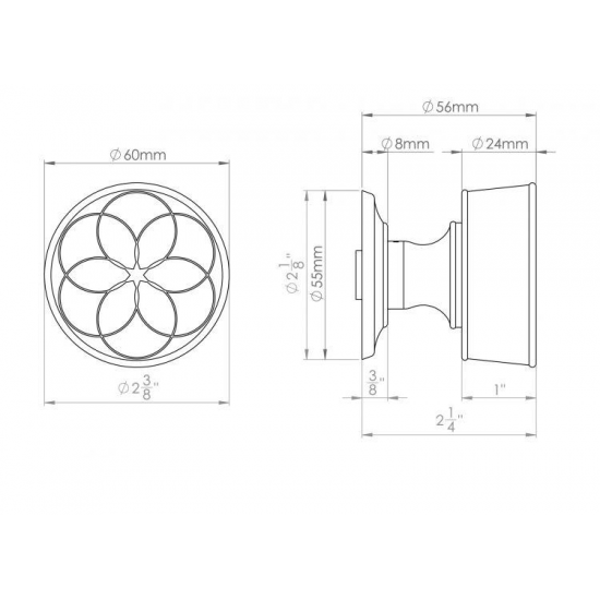 Croft Geo Mortice 60mm Door Knob on a Concealed Fix Rose