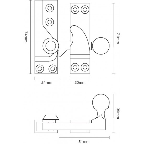 Croft 4119 Large Straight Arm Sash Window Fastener