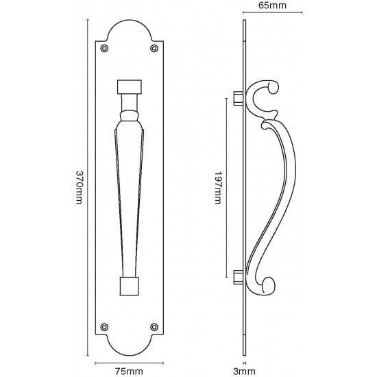 Croft 4125 Doctor's Pull Handle on a Plate