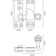 Croft 4150R Large Straight Arm Sash Window Fastener - Reeded Knob