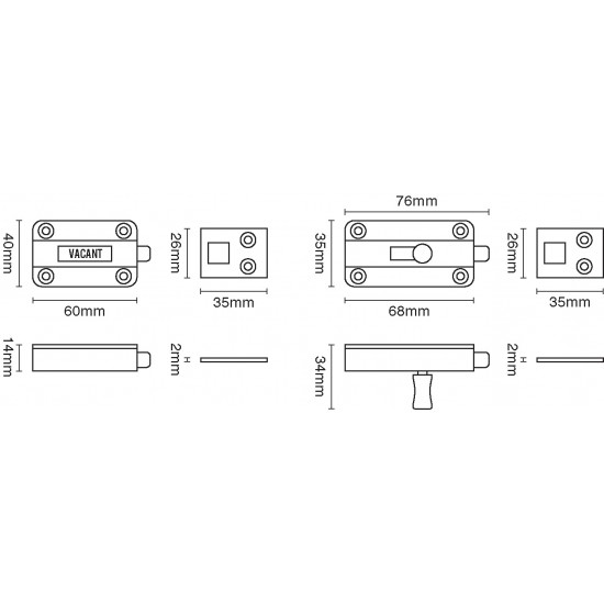 Croft 4550 Rectangular Indicator Bolt