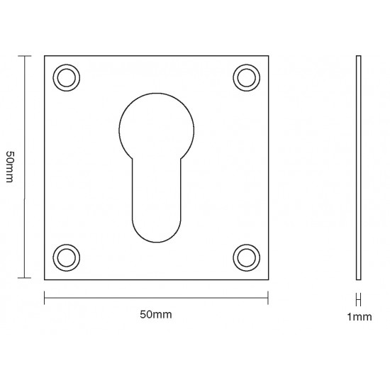 Croft 4577 50 x 50mm Square Escutcheon Euro Profile