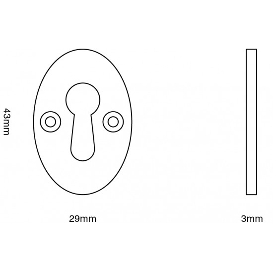 Croft 4579 43 x 29mm Open Oval Escutcheon