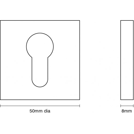 Croft 4584 50mm Square Raised Euro Escutcheon