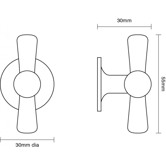 Croft 5101 Crossed Cupboard Knob - 55mm