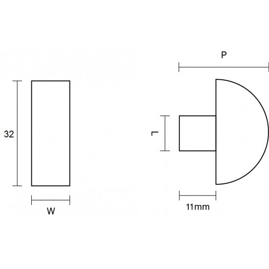 Croft 5108 Half Moon Cupboard Knob - 32mm