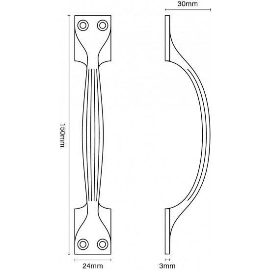 Croft 5203 Ribbed 150mm Cabinet Handle