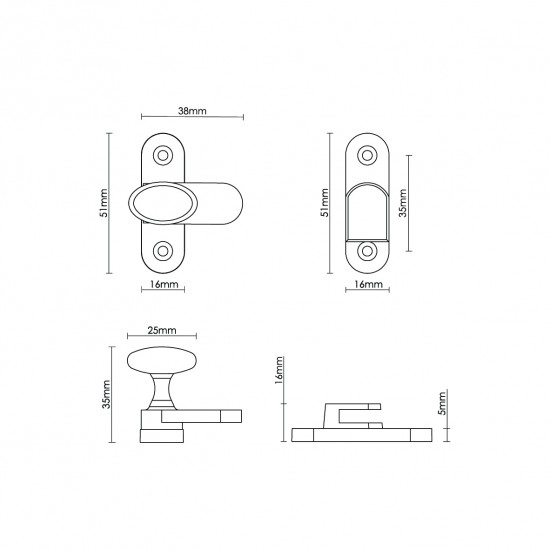 Croft 5210 25mm Oval Cabinet Catch