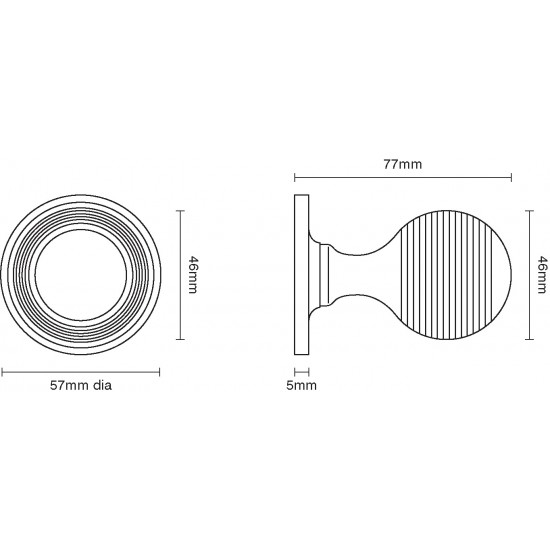 Croft 6346COV57C Pair Oval Mortice Door Knob Concealed Fix Rose