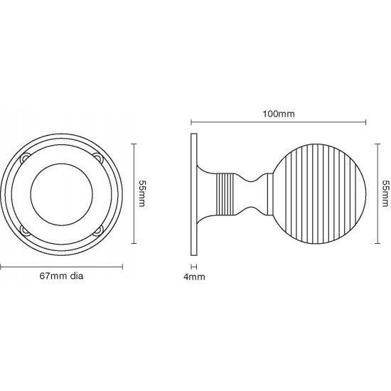 Croft 6346L Large Reeded Door Knob