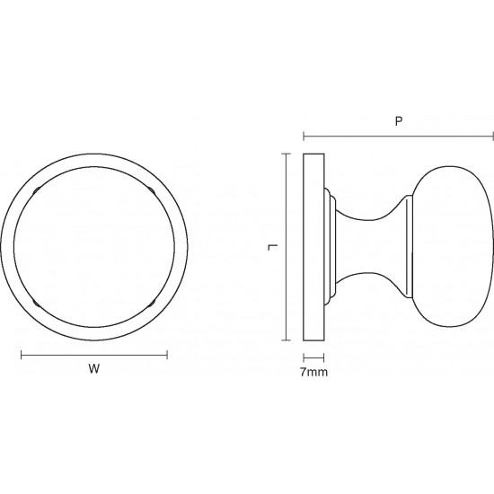 Croft 6400 Pair Bun Mortice Door Knob