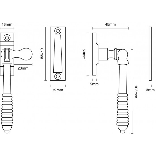 Croft 6436WL Weather-seal Version Reeded Casement Fastener Locking Version