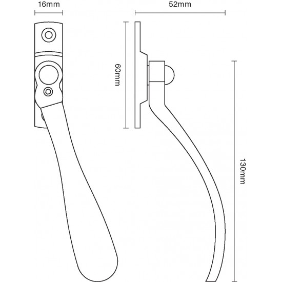 Croft 6450L Spoon End Espagnolette Handle