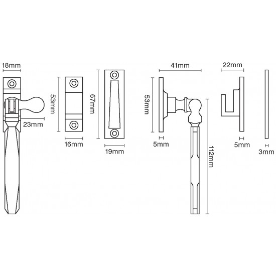 Croft 7018 Art Deco Casement Fastener