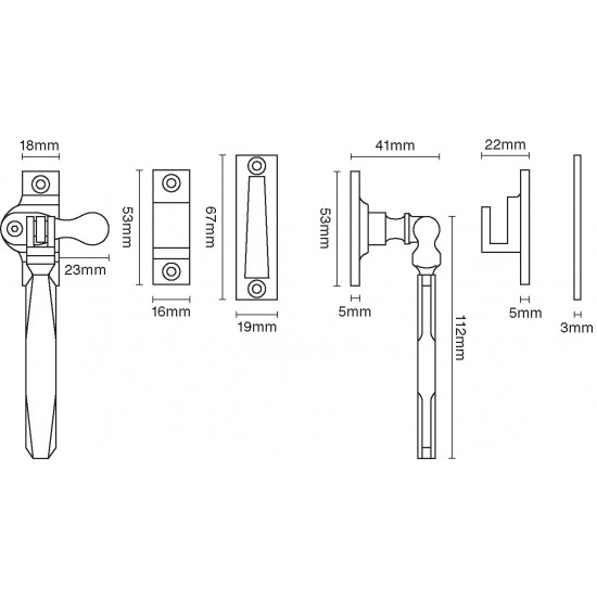 Croft 7018L Art Deco Casement Fastener Locking Version